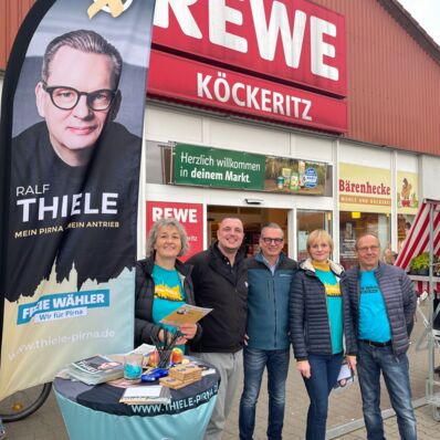 Ralf Thiele - Unterwegs im Einzelhandel bei REWE mit Team Freie Wähler - Wir für Pirna e.V.
